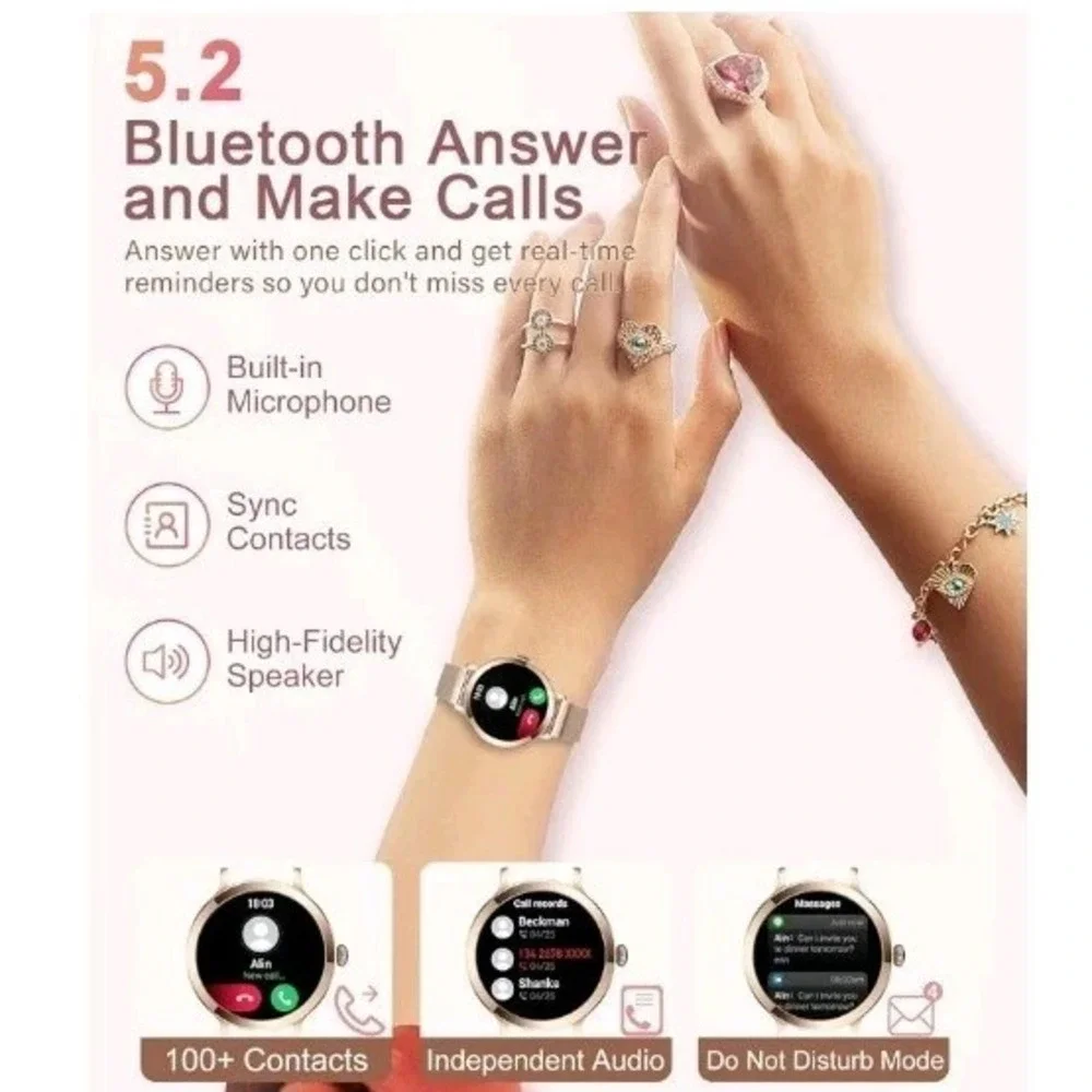AMOLED Smart Watch Women for Android & iPhone, Fitness Watch with Bluetooth Call